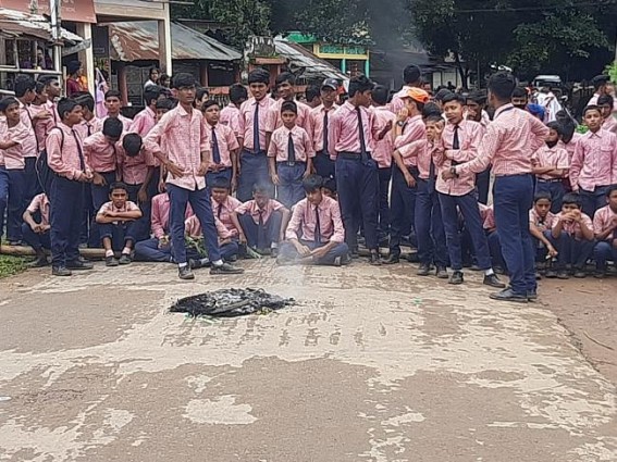 Tilabazar H/S School in Kailasahar, which falls under ‘Vidyajyoti’ Scheme runs with shortages of Teacher, Students blocked Road over Teacher Crisis, burnt Tires on Road Tilabazar H/S School in Kailasahar, which falls under ‘Vidyajyoti’ Scheme runs with shortages of Teacher, Students blocked Road over Teacher Crisis, burnt Tires on Road